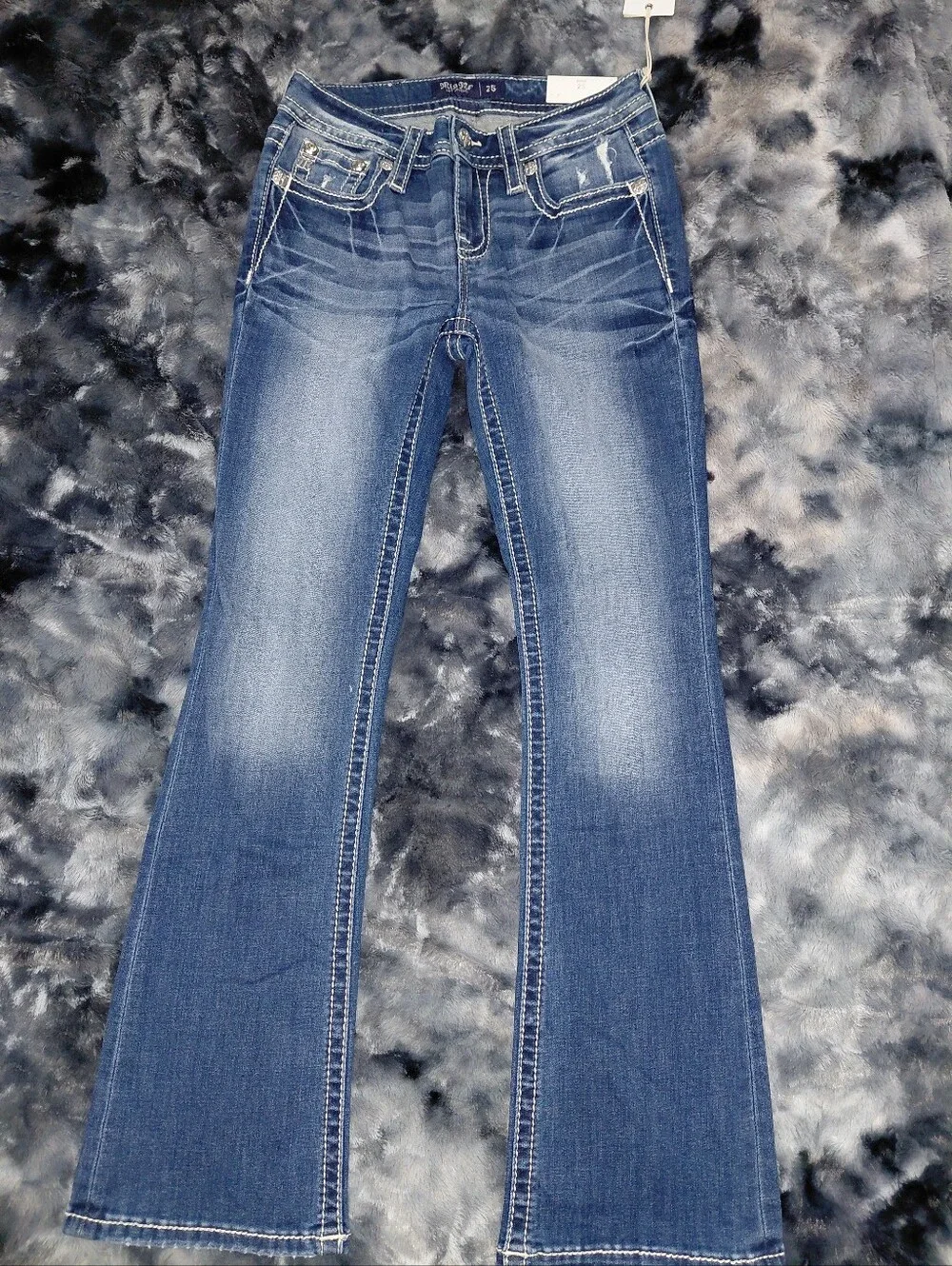 Miss Me Wing Pocket Bootcut Jeans 25 NWT Rhinestone Embroidered Y2K Western